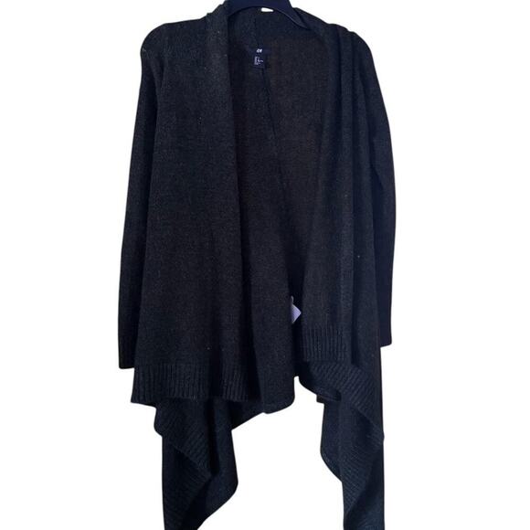 H&M Dark Green Open-Front Cardigan Waterfall Hem Knit Fabric Long Sleeves - Picture 1 of 4